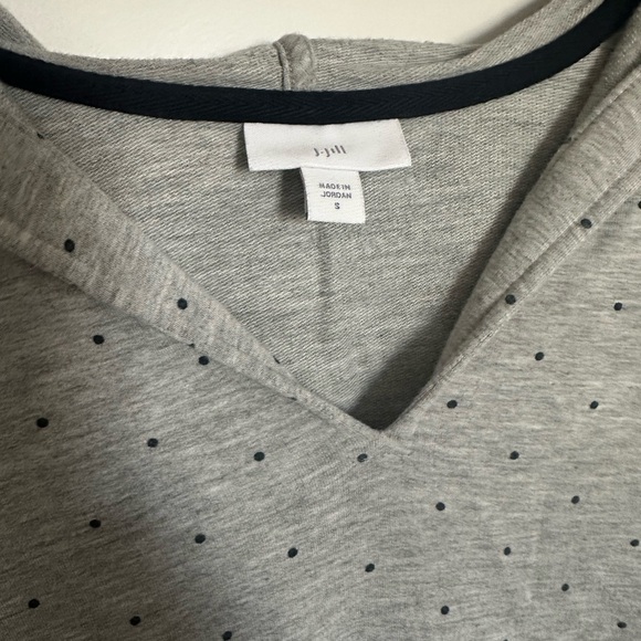 GUC j Jill gray tunic hoodie with black polka dots, size small - Picture 2 of 3